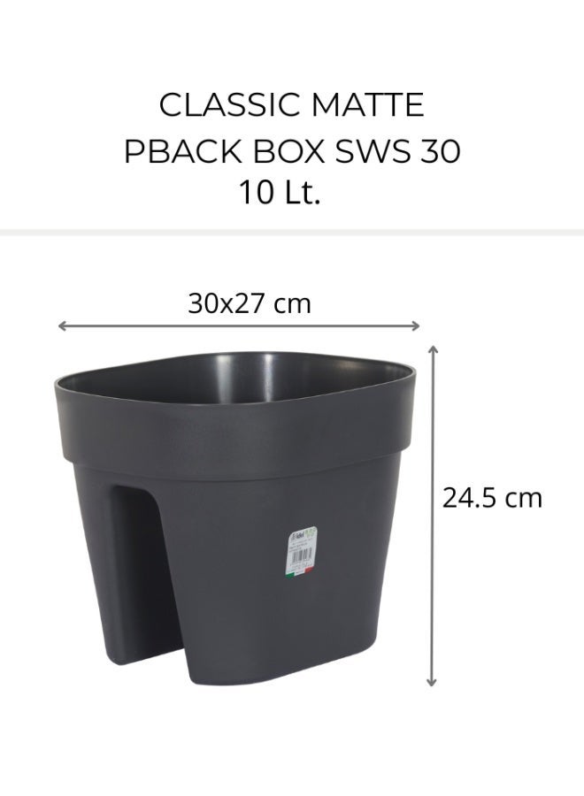 IDEL Self Hanging Flower Planter Pot PBACK – Balcony & Garden Pots with Adjustable Hooks and Self Watering – Durable Premium Hanging Planters – Made in Italy (Anthracite, 30cm) - Image 1